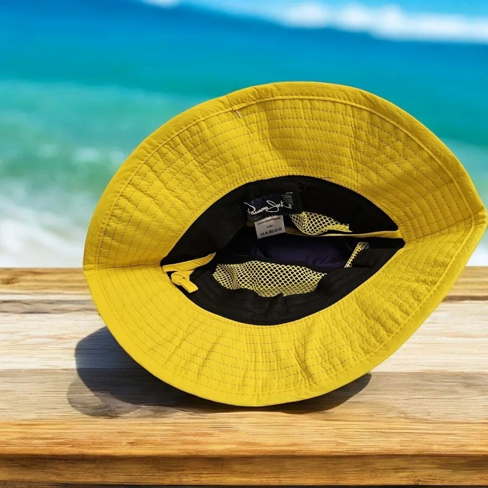 Panama Jack Kids Bucket Hat Sun Protection Beach‎ Hat Yellow Navy 4-6X